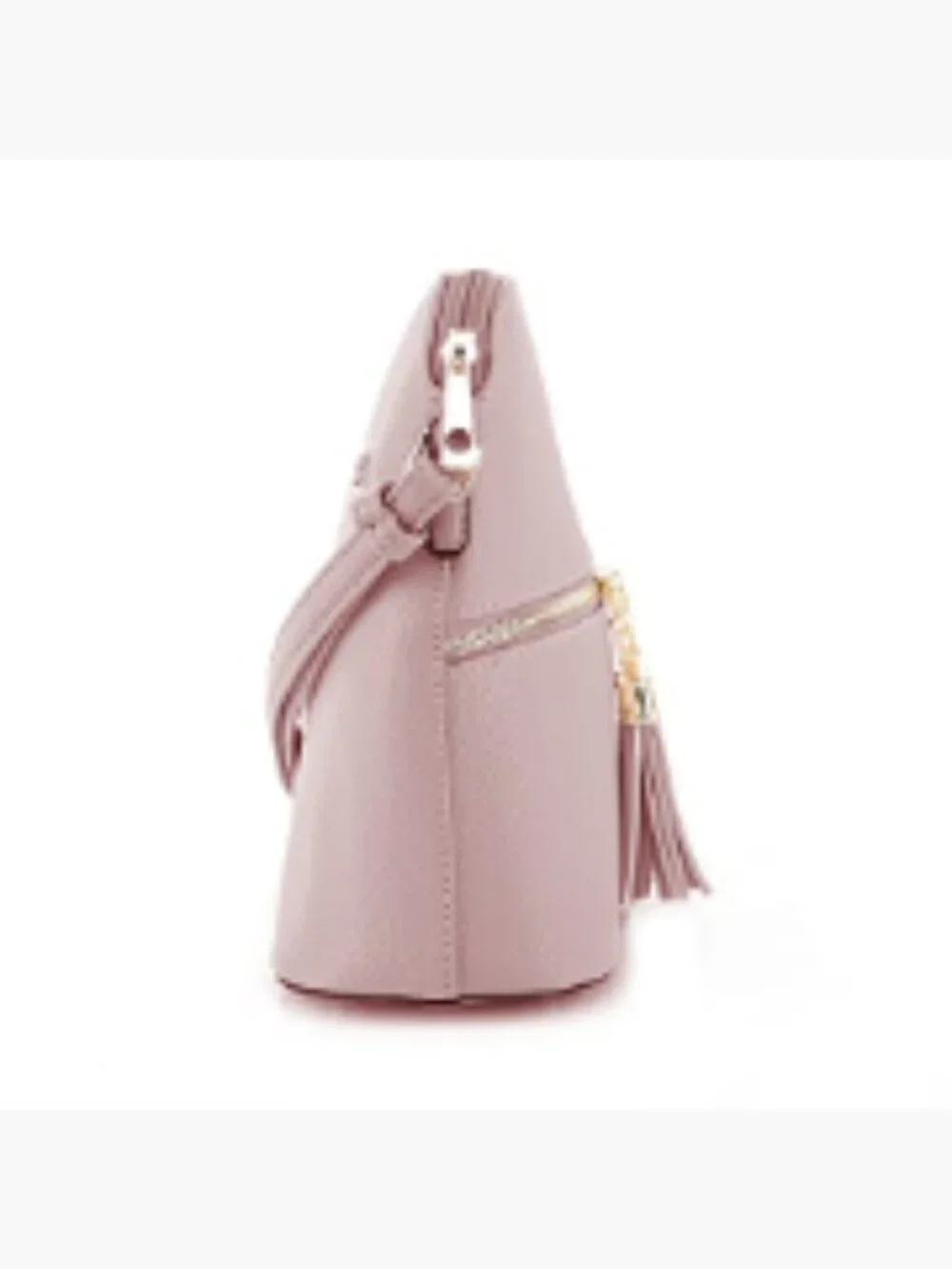Faux Leather Lightweight Medium Dome Crossbody Bag with Tassel, Zipper Pockets,